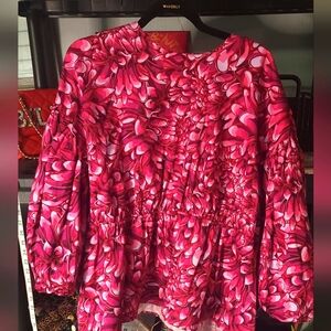 #57 PINK FLORAL PEPLUM TOP